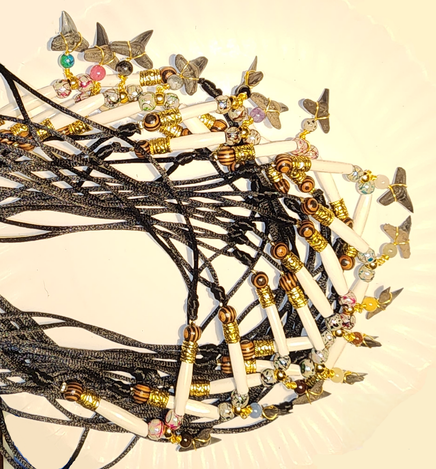 Fossil Shark Tooth Healing Stone Necklace (15 Stone Options)